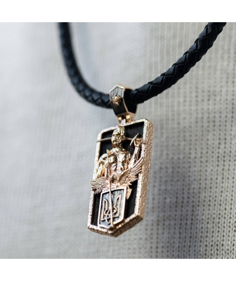 Gold pendant "Ukrainian Cossack. Our Father" (ebony) 1178k Onyx