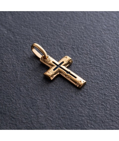 Серебряный крест "Спаси и сохрани" с позолотой 131745 Онікс