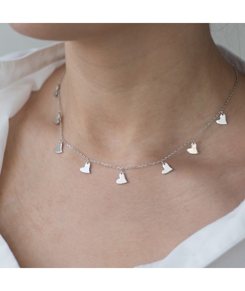 Silver necklace "Hearts" 18942 Onyx 45