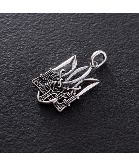 Pendant "Trident with sabers" in silver 133164 Onyx