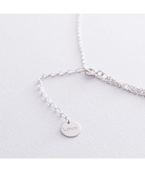 Silver necklace "Hearts" with cubic zirconia 18952 Onix 50