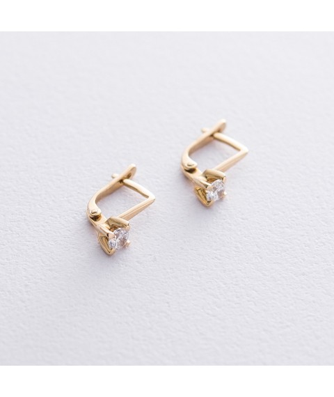 Gold children's earrings with cubic zirconia s05167 Onyx