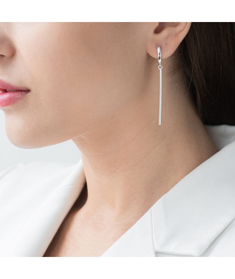 Silver earrings "Laconic" 122730 Onyx
