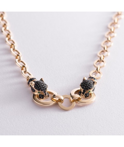 Necklace "Panther" in yellow gold (black cubic zirconia) count01985 Onyx 45