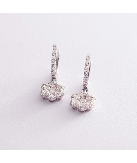 Gold earrings with diamonds "Flower" sb0092cha Onyx