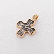 Срібний хрест з позолотою 132289 Онікс