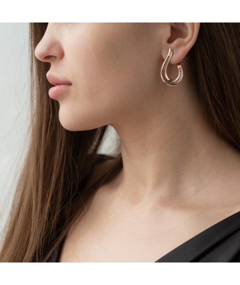 Gold earrings "Grace" s06558 Onyx