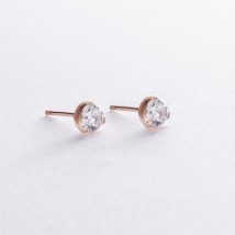 Earrings - studs with cubic zirconia (yellow gold) s08346 Onyx