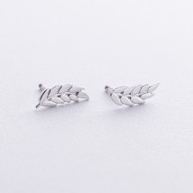 Earrings - studs "Spikelets of wheat" in white gold s08784 Onyx