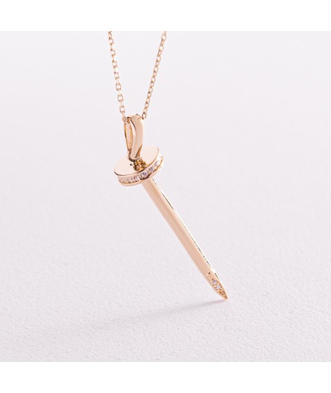 Necklace "Nail" in yellow gold (cubic zirconia) coll02184 Onix 46