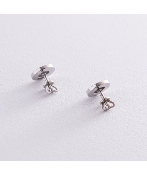 Silver stud earrings "Circles" (enamel) 122932 Onyx