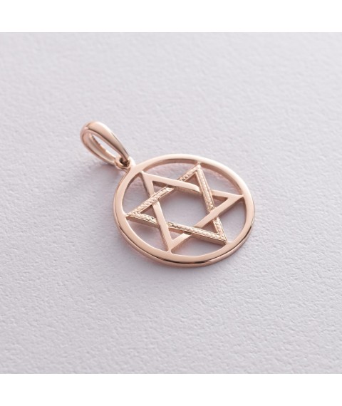 Pendant "Star of David" in red gold p03882 Onyx