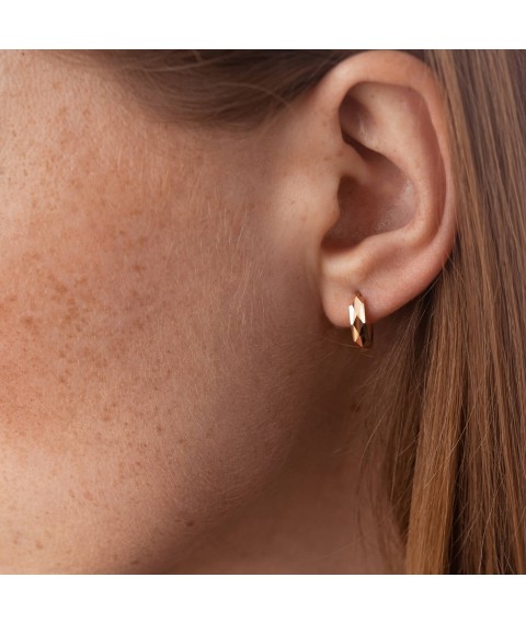 Earrings - rings "Joanna" in red gold s07218 Onyx