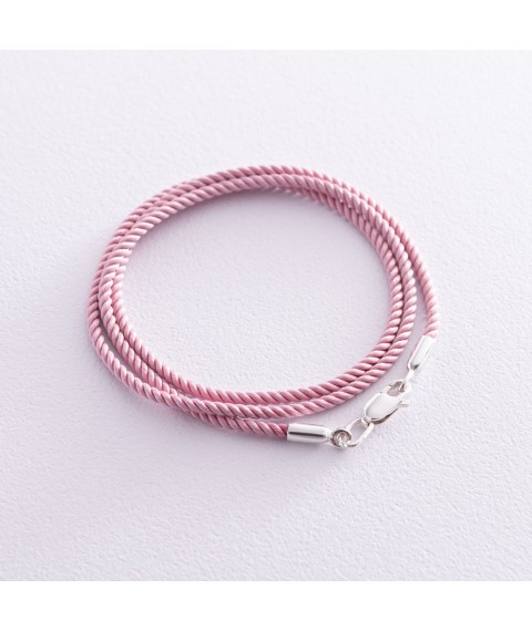 Шелковый розовый шнурок с гладкой застежкой (2мм) 18402 Онікс  40