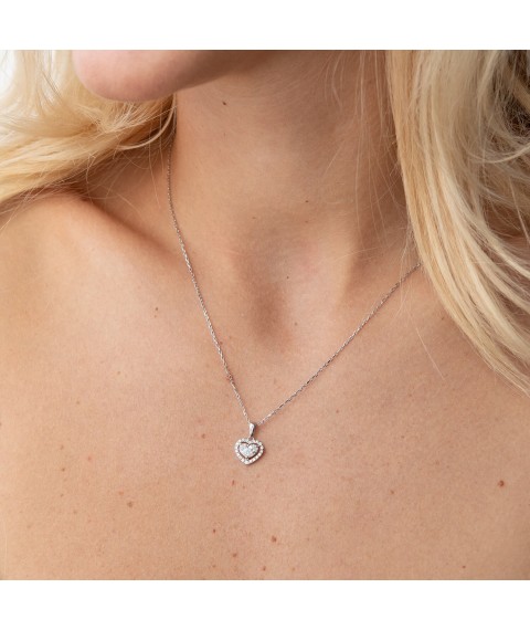 Gold pendant "Heart" with diamonds pb0268nl Onyx