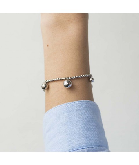Silver bracelet "Balls" 141203 Onyx