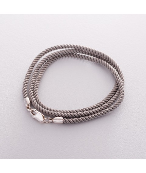Silk cord with silver clasp 18520 Onix 60