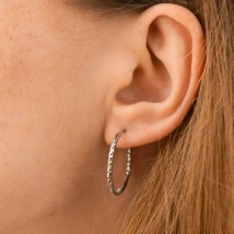 Серьги - кольца в серебре (2.4 см) 122960 Онікс