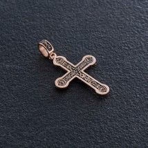 Золотой православный крест "Распятие. Спаси и Сохрани" с чернением п02823 Онікс
