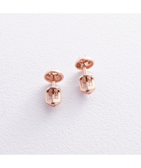 Earrings - studs with cubic zirconia (red gold) s01414 Onyx