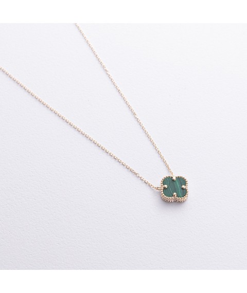 Necklace "Clover" in yellow gold (malachite) coll01660 Onix 45