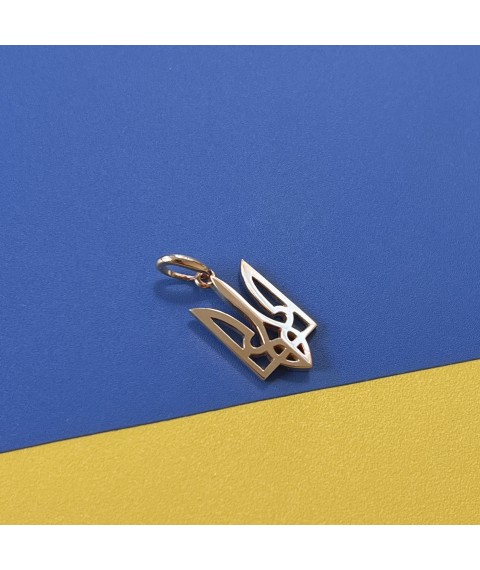 Золотой кулон "Герб Украины - Тризуб" п03703 Онікс