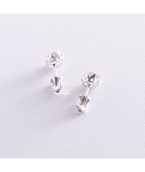 Silver earrings - studs (synthetic quartz) 122819 Onyx
