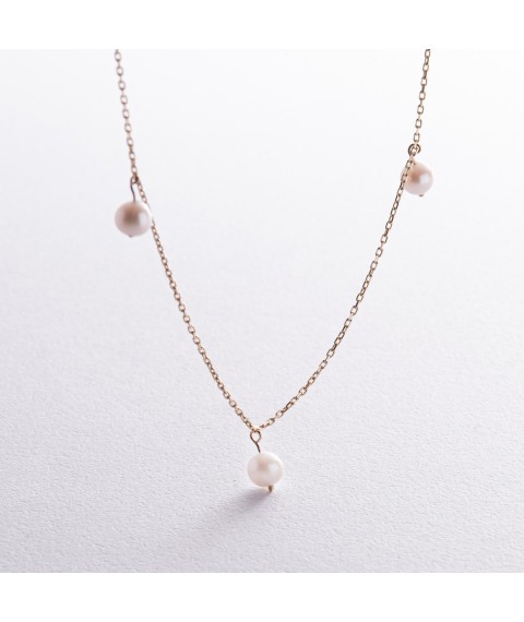Necklace with pearls (yellow gold) count02397 Onix 45