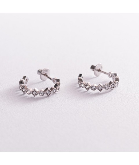 Silver earrings - studs with cubic zirconia 4913 Onyx