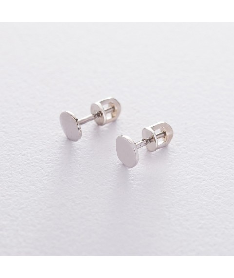 Gold stud earrings "Circles" s06475 Onyx