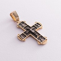 Silver cross "Crucifixion" with gold plated 132351 Onyx