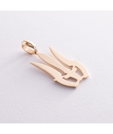 Pendant "Trident with daggers" in yellow gold p03750 Onyx