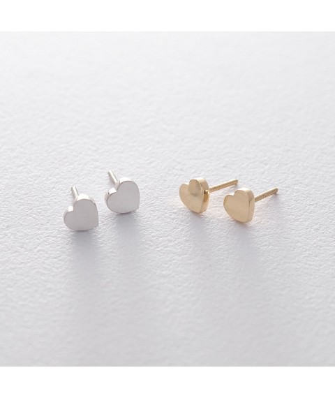 Gold stud earrings "Hearts" s06186 Onyx