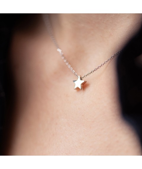 Silver necklace "Star" 908-01086 Onix 38