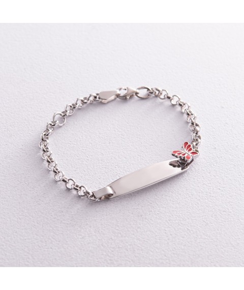 Silver children's bracelet "Butterfly" with enamel (engraving possible) 141633 Onix 13