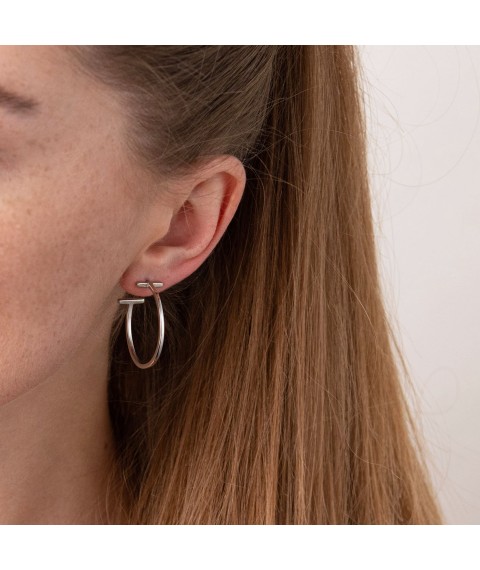 Silver earrings - studs "Daphne" 4850 Onyx
