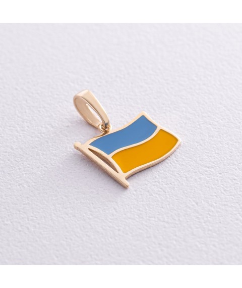 Підвіска "Прапор України" у жовтому золоті п03780 Онікс