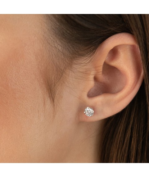 Earrings - studs with cubic zirconia (white gold) s06155 Onyx