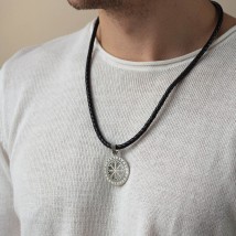 Silver pendant "Helmet of horror with runes" 984 Onyx