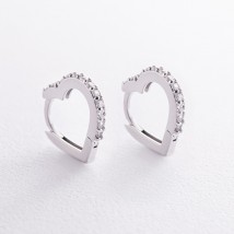 Срібні сережки "Сердечки" з фіанітами OR111550 Онікс