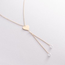 Necklace "Heart" in yellow gold (cubic zirconia) count01783 Onyx 50