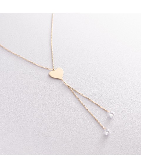 Necklace "Heart" in yellow gold (cubic zirconia) count01783 Onyx 50