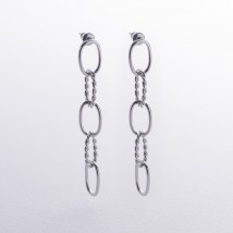 Silver earrings - studs "Freedom" (rhodium) 123306 Onyx