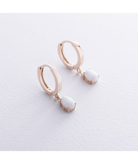 Earrings - rings with opal (yellow gold) s08705 Onyx