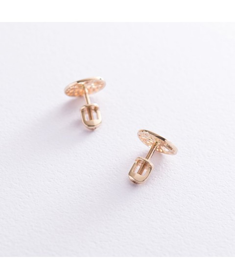 Earrings - studs "Tree of Life" in red gold s06964 Onyx