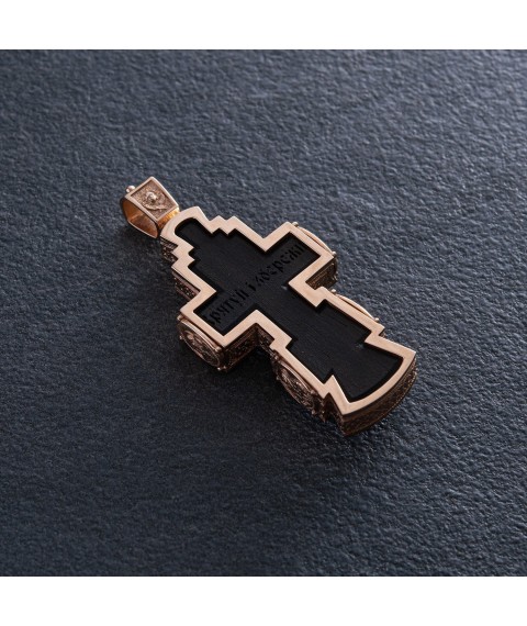 Men's Orthodox gold cross made of ebony p0366 Onyx