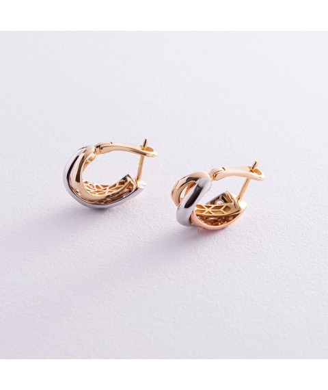 Earrings in three colors of gold with cubic zirconia s07044 Onyx
