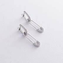 Срібні сережки "Шпильки" з фіанітами 1063 Онікс
