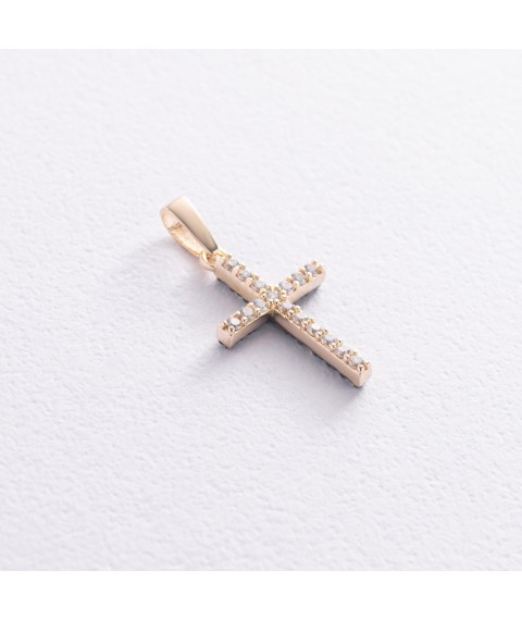 Gold cross with white and black cubic zirconia p03157 Onyx