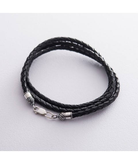 Leather cord with silver clasp (3mm) 18429 Onyx 60